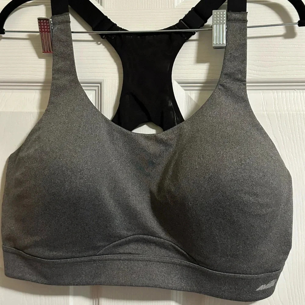 Avia Padded Gray & Black Racerback Sports Bra 40DD Like New!